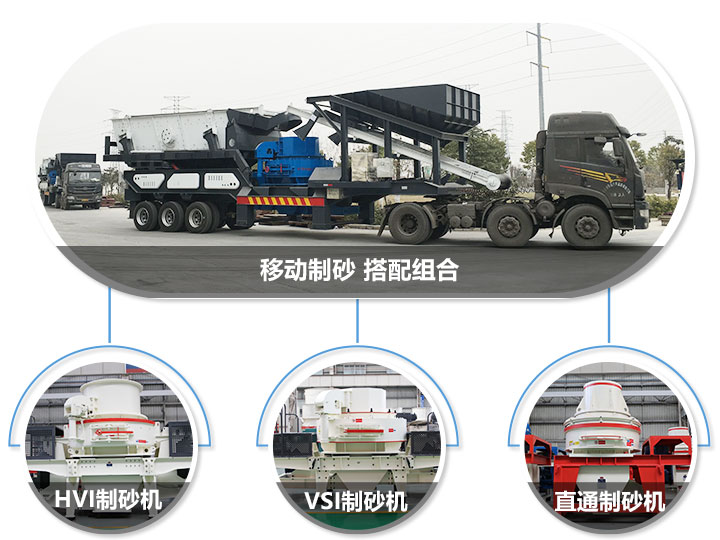 移動(dòng)破碎站可搭配的制砂機(jī)，HVI制砂機(jī)，VSI制砂機(jī)，直通沖擊式制砂機(jī)