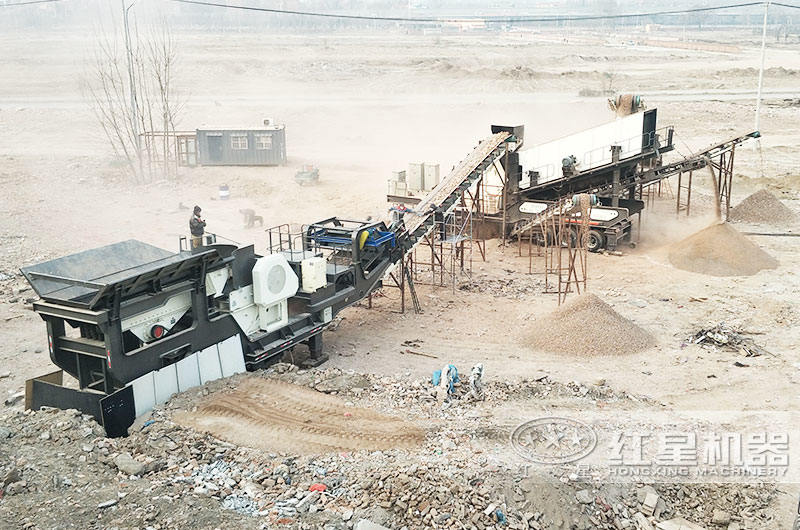 輪胎式移動建筑垃圾處理機，多機組合，減少成本30%